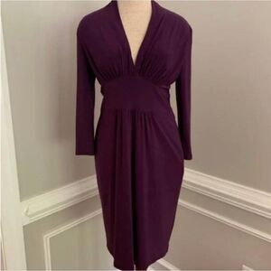 Evan-Picone Women's V-Neck Purple Cinced Waist Cocktail Dinner Dress Size 8P